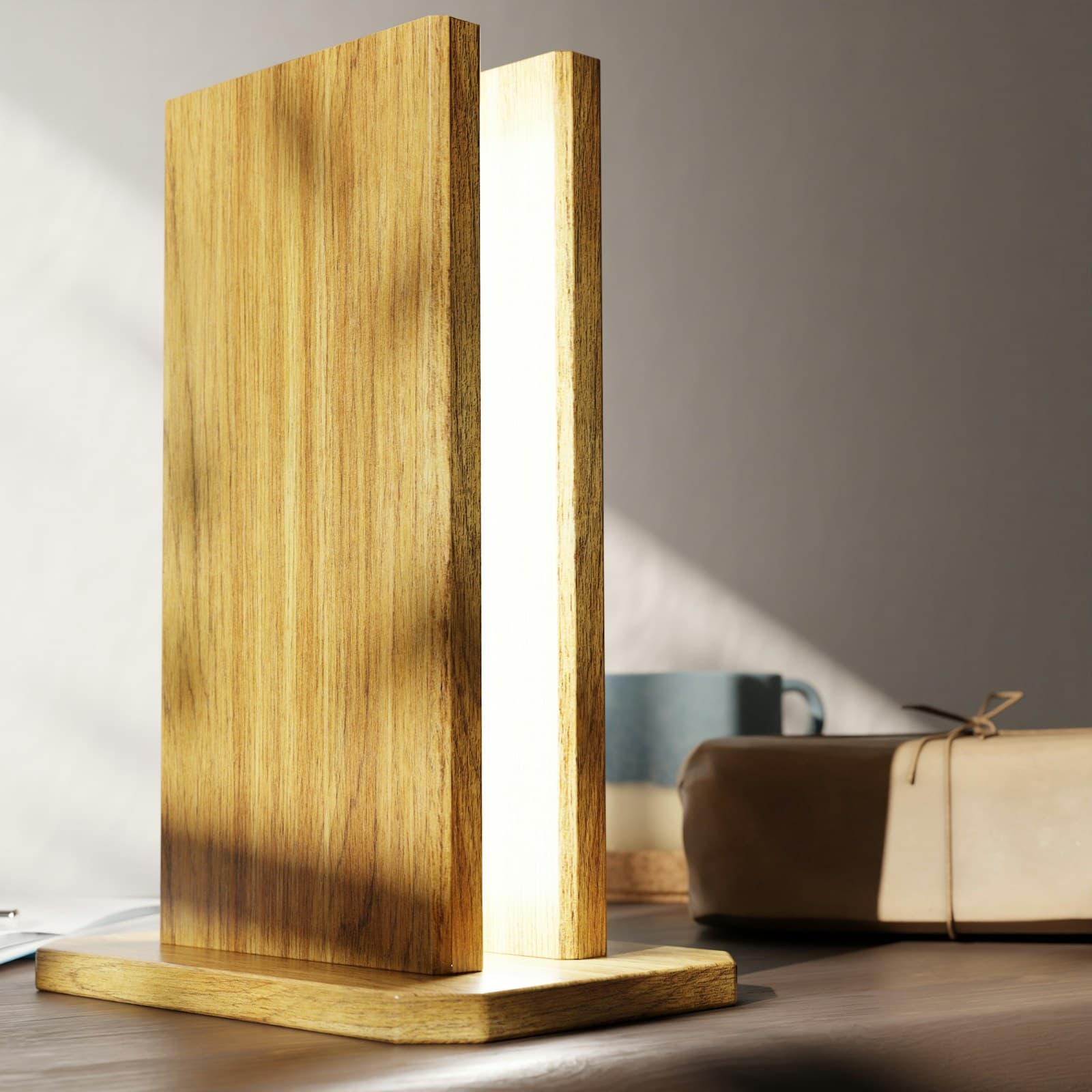 Oak Column Lamp