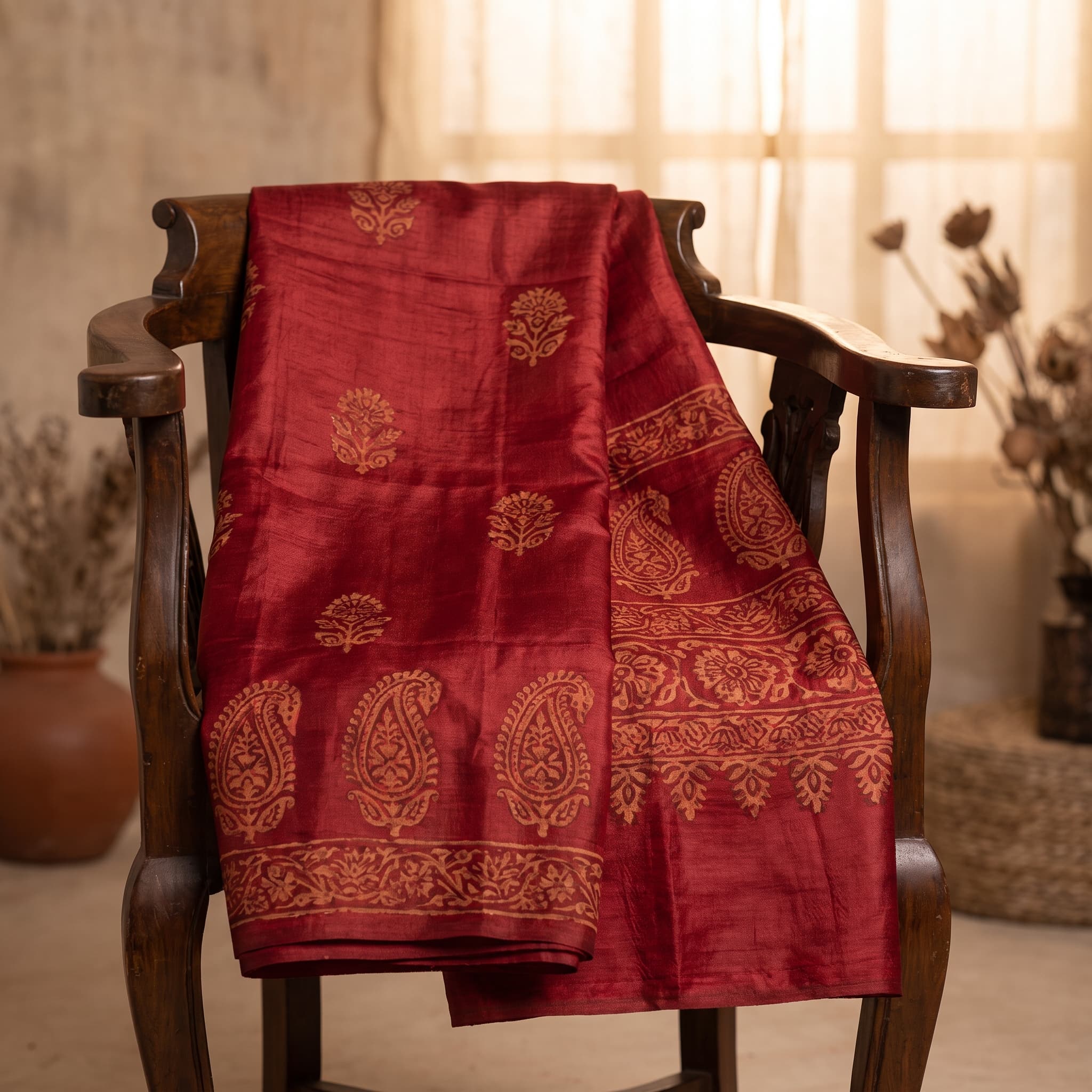 Handloom Silk Saree · Maroon