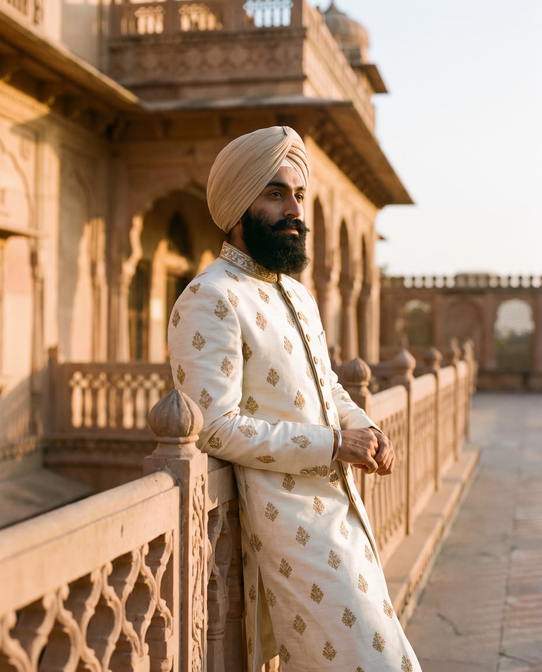 Ivory Gold Sherwani Set