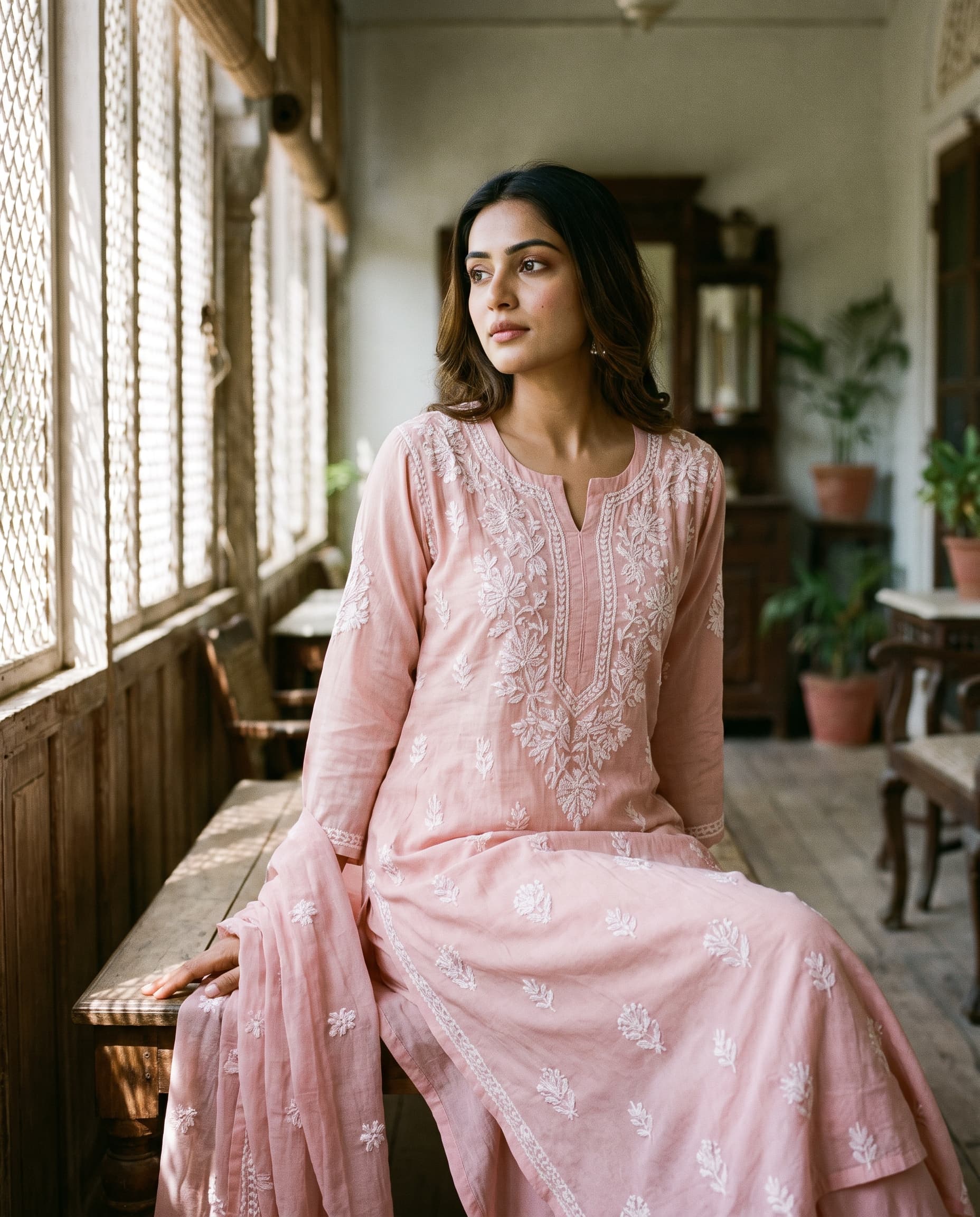 Chikankari Kurta · Blush