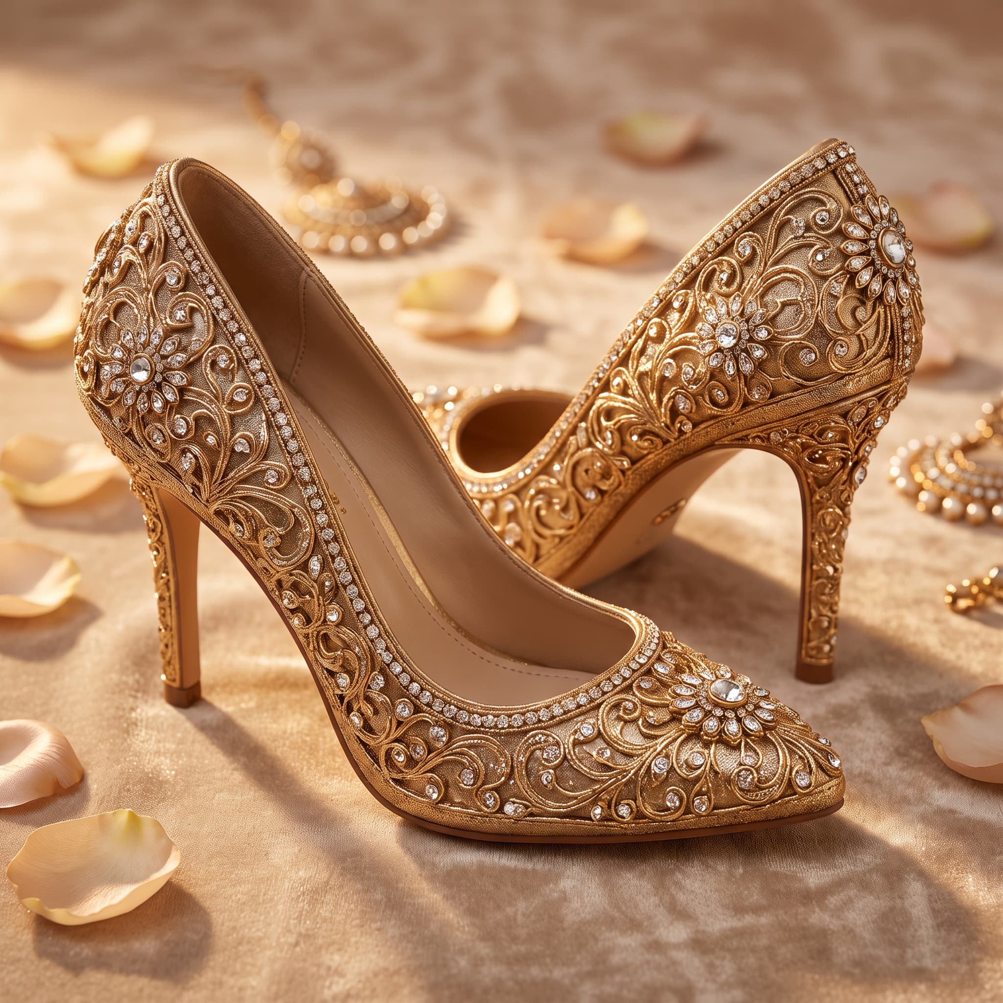 Bridal Gold Block Heels