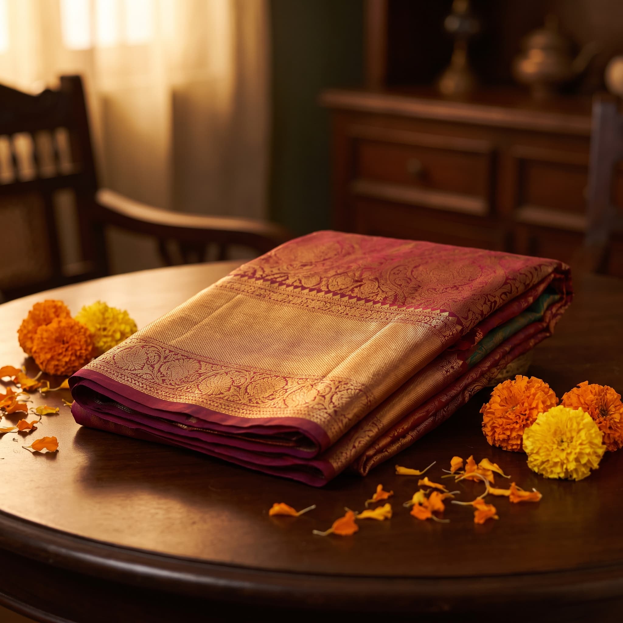 Silk Dupatta · Gold Border