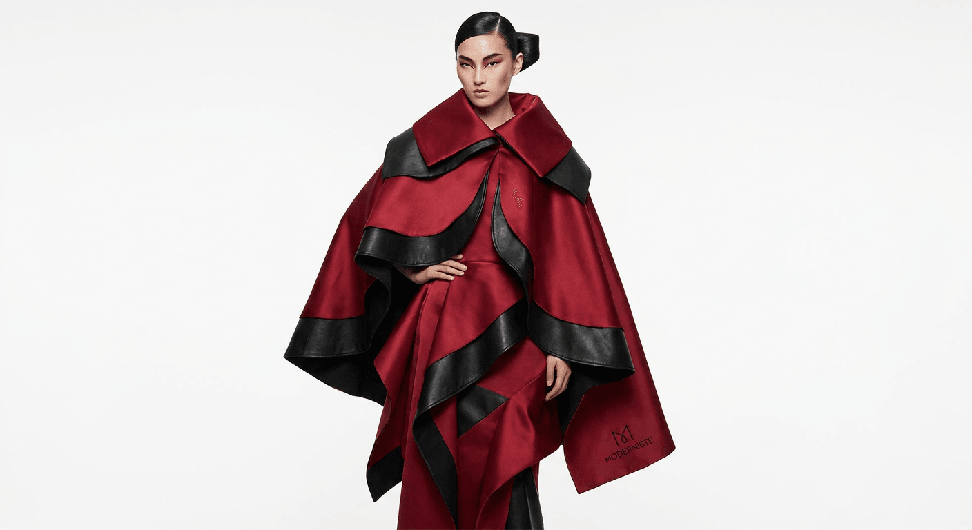 Panelled Cape · Crimson